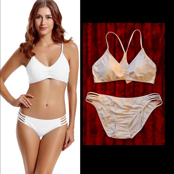 PLUS SIZE WHITE STRAPY BIKINI - Picture 3 of 6